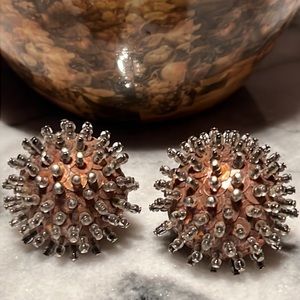 Vintage Cork Porcupine Screw -Back Earrings